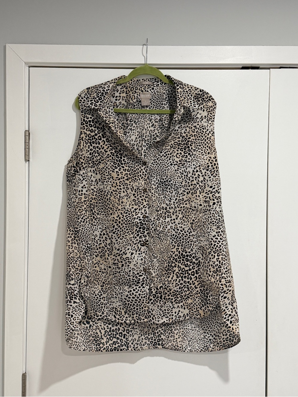 Chico’s Sleeveless Leopard Print Blouse - Neutral